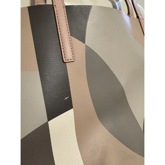 Kate Spade Pink Geometric Reversible Tote Purse Matching Wristlet Cow Leather - Picture 9 of 9